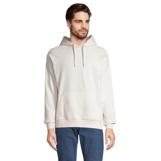 Hanorac unisex stellar sweat cu gluga moale off-white cu buzunar frontal si snururi asortate
