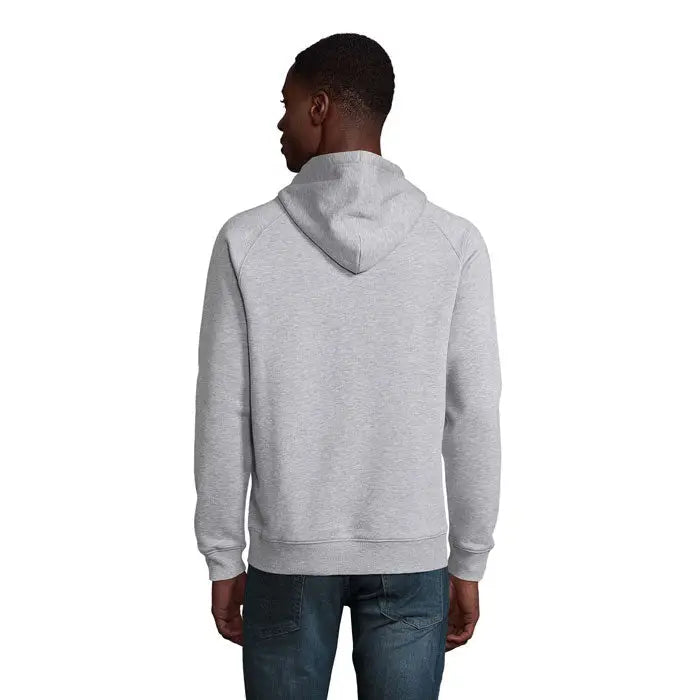 Hanorac unisex stellar sweat heather gri cu gluga, maneci raglan si mansete reiate