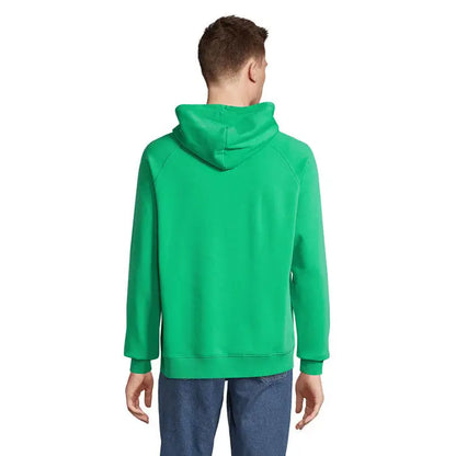 Un sweatshirt verde vibrant stelar cu gluga unisex, croiala relaxata si maneci striate din material moale