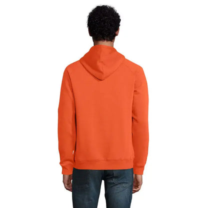 O bluza unisex stellar sweat cu gluga, portocalie vibranta, croi clasic lejer si mansete din reiat