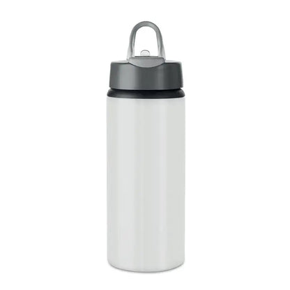 Sticlă aluminiu 600 ml argintie cu capac gri pliabil și mâner pentru agățat personalizabilă