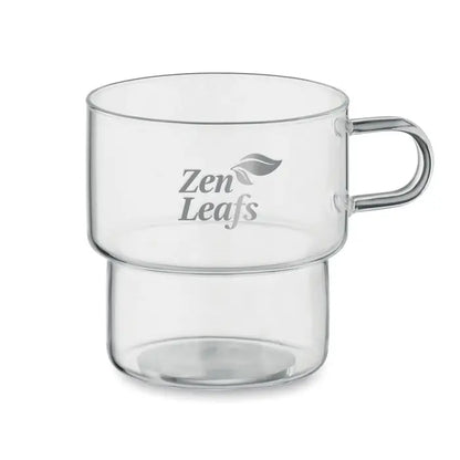 Sticla borosilicata inalta 300 ml este o cana transparenta cu design modern si maner argintiu