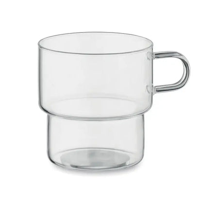 Clar cana din sticla borosilicata inalta 300 ml cu design minimalist si maner curbat neted