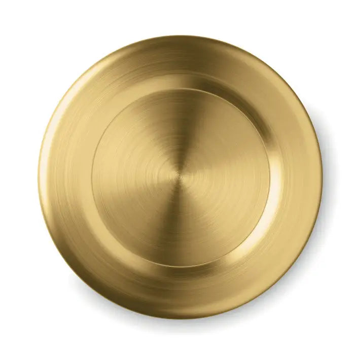 Sticla cu perete dublu de 500 ml cu placă metalică aurie periată cu striații radiale concentrice
