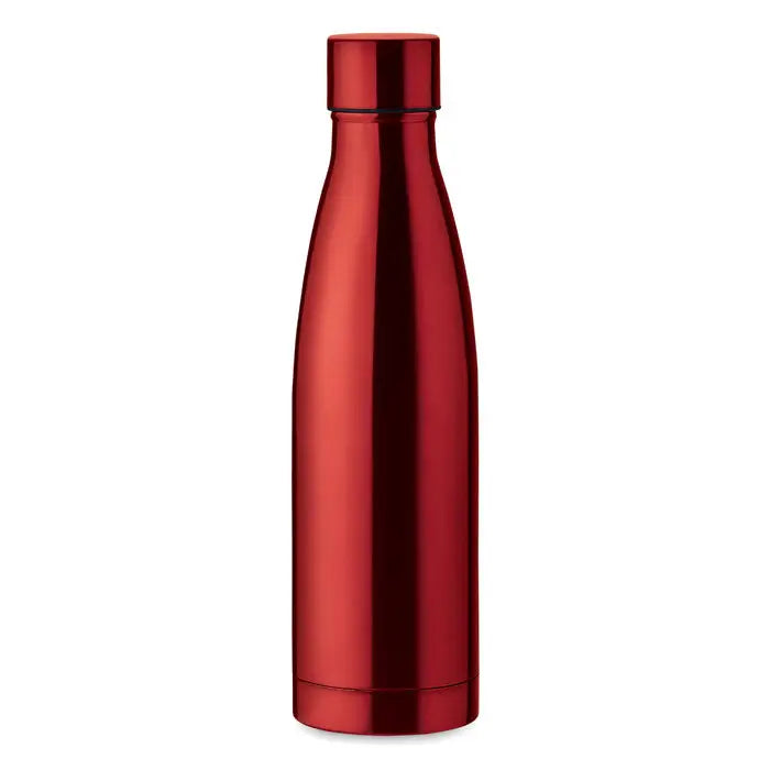 Sticla cu perete dublu de 500 ml din otel inoxidabil rosu lucios cu capac asortat