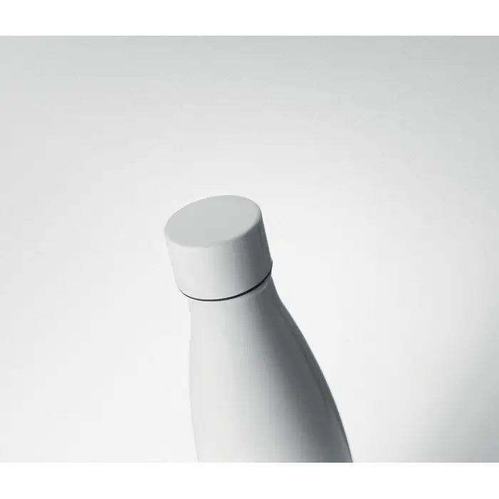 Sticla cu perete dublu de 500 ml din oțel inoxidabil alb mat cu capac minimalist asortat