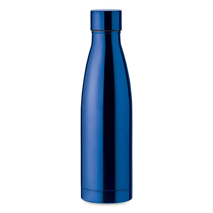 Sticla cu perete dublu de 500 ml albastru cobalt din otel inoxidabil cu suprafata neteda si capac asortat