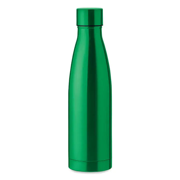 Sticla cu perete dublu de 500 ml din otel inoxidabil verde vibrant cu capac asortat
