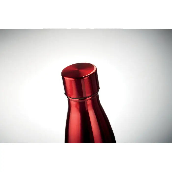 Sticlă cu perete dublu de 500 ml roșie metalizată cu finisaj reflectorizant și capac asortat