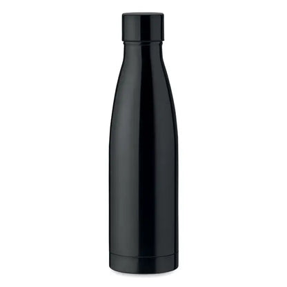 Sticla cu perete dublu de 500 ml neagra din otel inoxidabil cu design minimalist si capac asortat