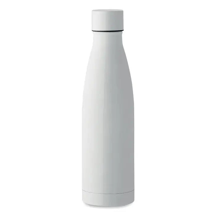 Sticla cu perete dublu de 500 ml din otel inoxidabil alb cu design minimalist si capac alb asortat