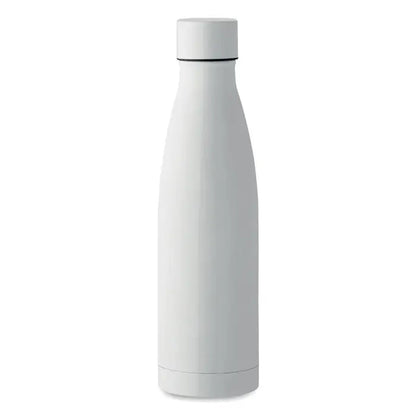 Sticla cu perete dublu de 500 ml din otel inoxidabil alb cu design minimalist si capac alb asortat
