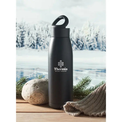 Sticla cu perete dublu racit la caldura black insulated water bottle cu finisaj mat si maner integrat