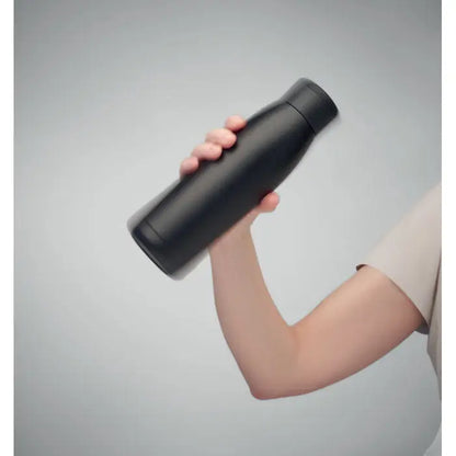 Sticlă cu perete dublu negru mat cu design ergonomic reutilizabil pentru păstrarea băuturilor calde sau reci
