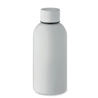Sticla cu un singur perete 500 ml alba mata, cu capac asortat si inel negru de etansare subtil