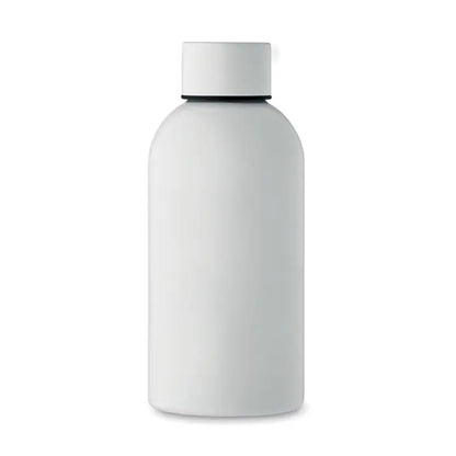 Sticla cu un singur perete 500 ml alba mata cu capac asortat si inel de etansare negru subtil