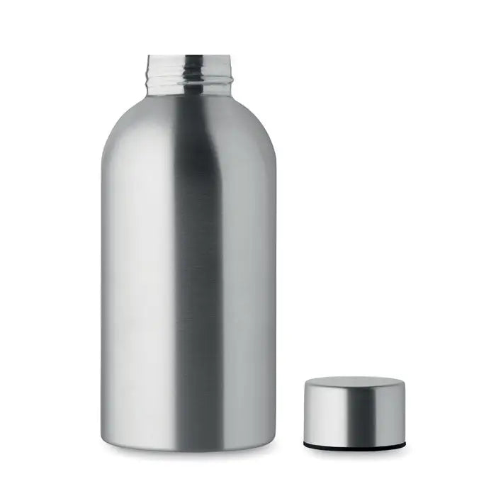 Sticlă din aluminiu argintiu de 500 ml cu un singur perete și capac cu șurub asortat