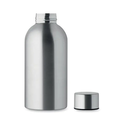 Sticlă din aluminiu argintiu de 500 ml cu un singur perete și capac cu șurub asortat