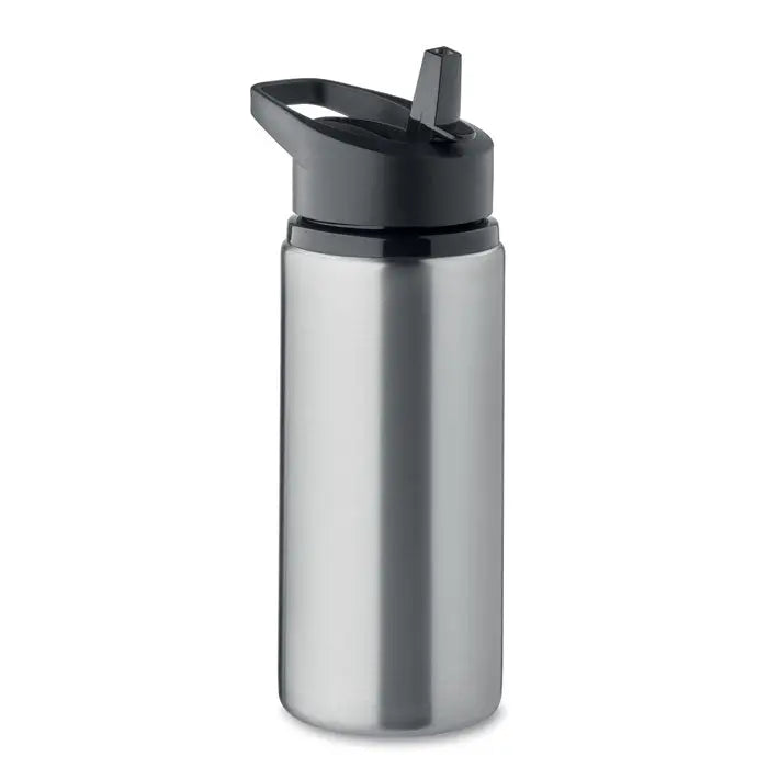 Sticla cu un singur perete 500 ml din otel inoxidabil argintiu cu capac flip-top negru si gura pentru baut