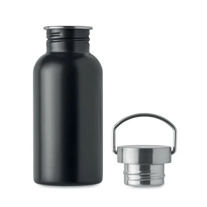 Sticla cu un singur perete 500 ml sticla neagra din otel inoxidabil cu capac argintiu si maner integrat