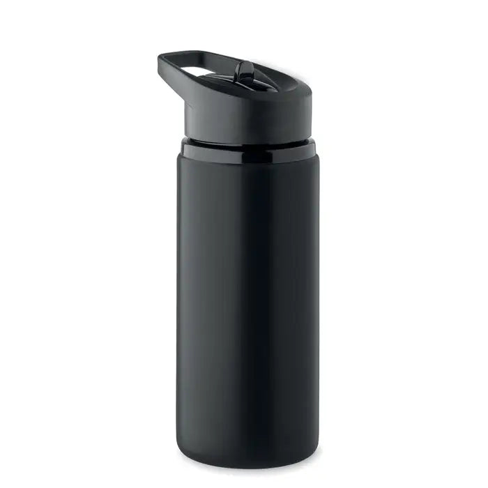 Sticla cu un singur perete 500 ml neagra izolata cu finisaj mat si capac flip-top