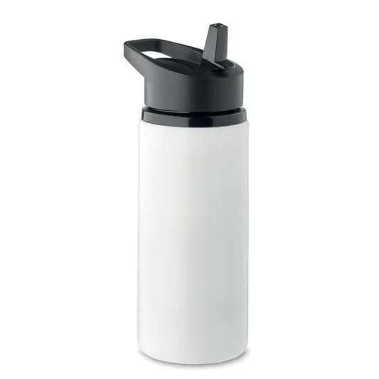 Sticla cu un singur perete 500 ml alba izolata cu capac negru flip-top si maner