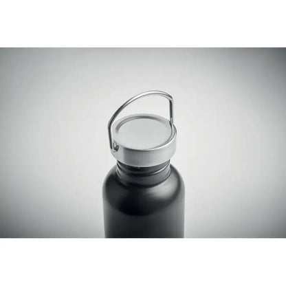 Sticla cu un singur perete 500 ml neagra din otel inoxidabil mat cu capac argintiu si maner integrat