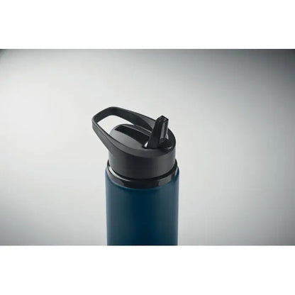Sticlă cu un singur perete 500 ml albastru închis, izolat, cu capac negru rabatabil și mâner integrat