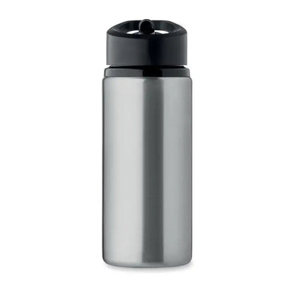 Sticla cu un singur perete 500 ml din oțel inoxidabil argintiu cu capac negru cu orificiu integrat pentru băut