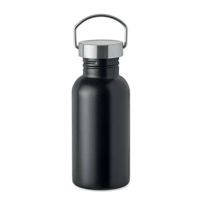 Sticla cu un singur perete 500 ml din otel inoxidabil negru mat cu capac si maner argintiu