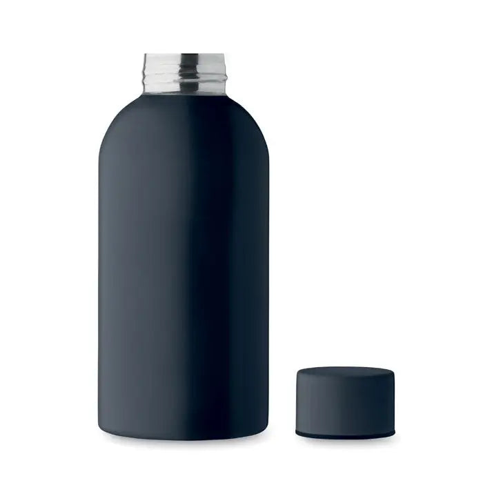Sticla cu un singur perete 500 ml imprimeu gri închis mat cu capac asortat și gât filetat metalic