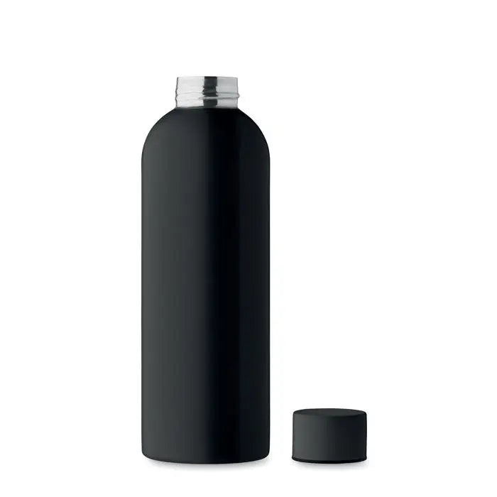 Sticla cu un singur perete 750 ml neagra mata cu gat filetat argintiu si capac negru izolat termic