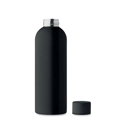 Sticla cu un singur perete 750 ml neagra mata cu gat filetat argintiu si capac negru izolat termic