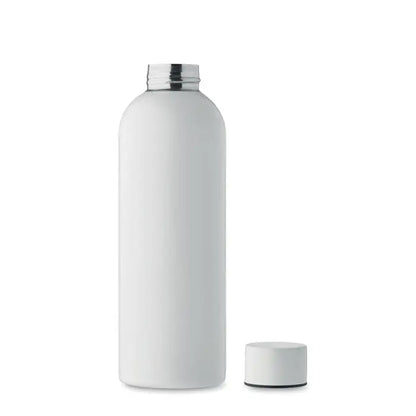 Sticla cu un singur perete 750 ml alb mat cu gat metalic argintiu si capac alb asortat