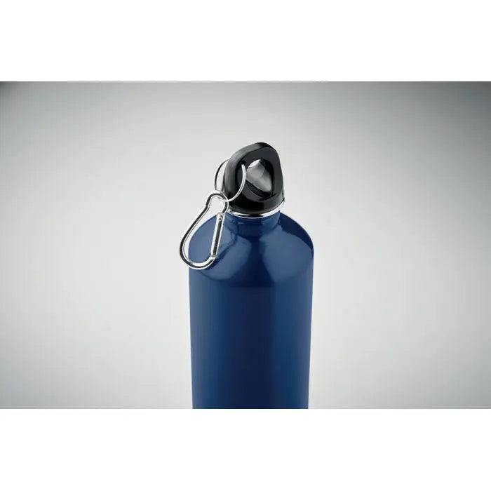 Sticla cu un singur perete 750ml albastru metalic cu capac negru si carabiniera argintie