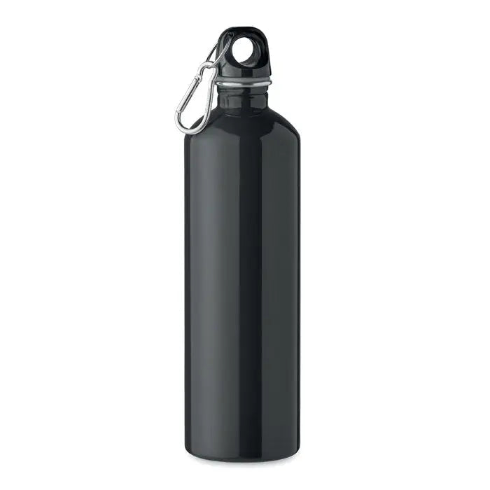 Sticlă cu un singur perete 750ml neagră metalică cu clips argintiu din carabinier pe capac