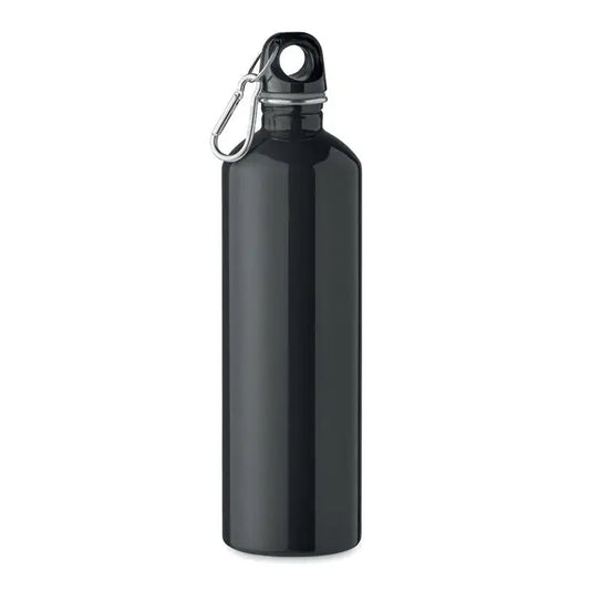 Sticlă cu un singur perete 750ml neagră metalică cu clips argintiu din carabinier pe capac