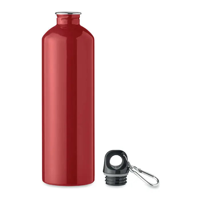 Sticla cu un singur perete 750ml – sticla metalica rosie cu capac negru si carabiniera argintie