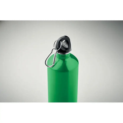 Sticlă metalică verde cu un singur perete 750ml cu capac negru și carabinieră argintie