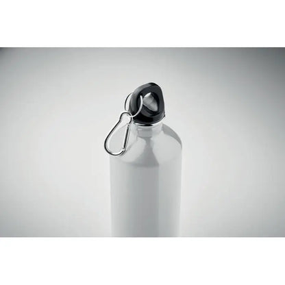 Sticla cu un singur perete 750ml sticla metalica argintie cu capac negru si carabiniera argintie atasata