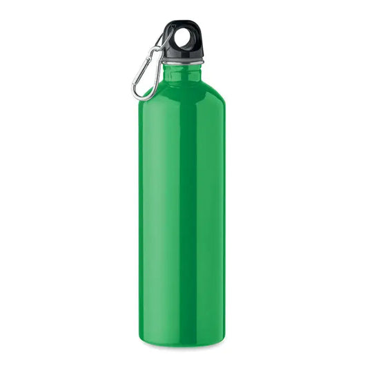 Sticla cu un singur perete 750ml verde vibrant din aluminiu cu capac negru si carabiniera argintie