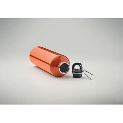 Sticlă cu un singur perete 750ml metalică portocalie cu capac negru înfiletabile și carabinieră argintie