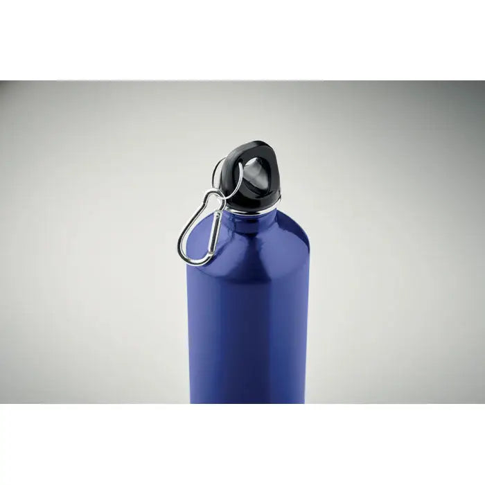Sticla cu un singur perete 750ml albastru metalizat cu capac negru si carabiniera argintie