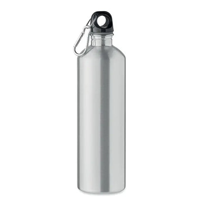 Sticla cu un singur perete 750ml aluminiu argintiu cu capac negru si carabiniera argintie