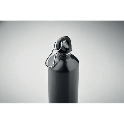 Sticla cu un singur perete 750ml neagra din otel inoxidabil mat cu corp cilindric si carabiniera argintie atasata la capac