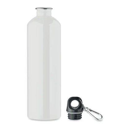 Sticla cu un singur perete 750ml alb metalic cu capac negru si carabiniera pentru hidratare usoara