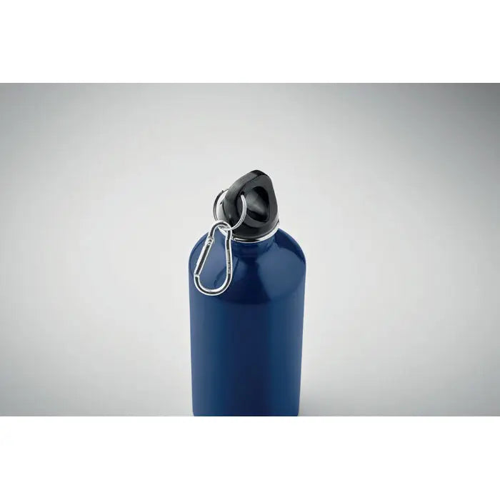 Sticla cu un singur perete de 500 ml albastra metalica cu capac negru si carabina argintie atasata