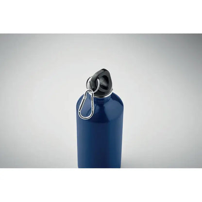 Sticla cu un singur perete de 500 ml albastra metalica cu capac negru si carabina argintie atasata