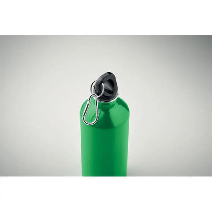 Sticlă cu un singur perete de 500 ml metalică verde cu capac negru și carabinieră argintie