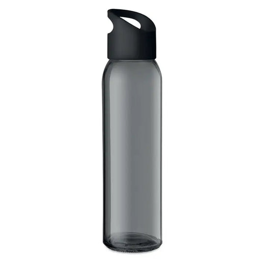 Sticla de sticla 470ml sticla din plastic gri translucid cu capac negru si maner integrat
